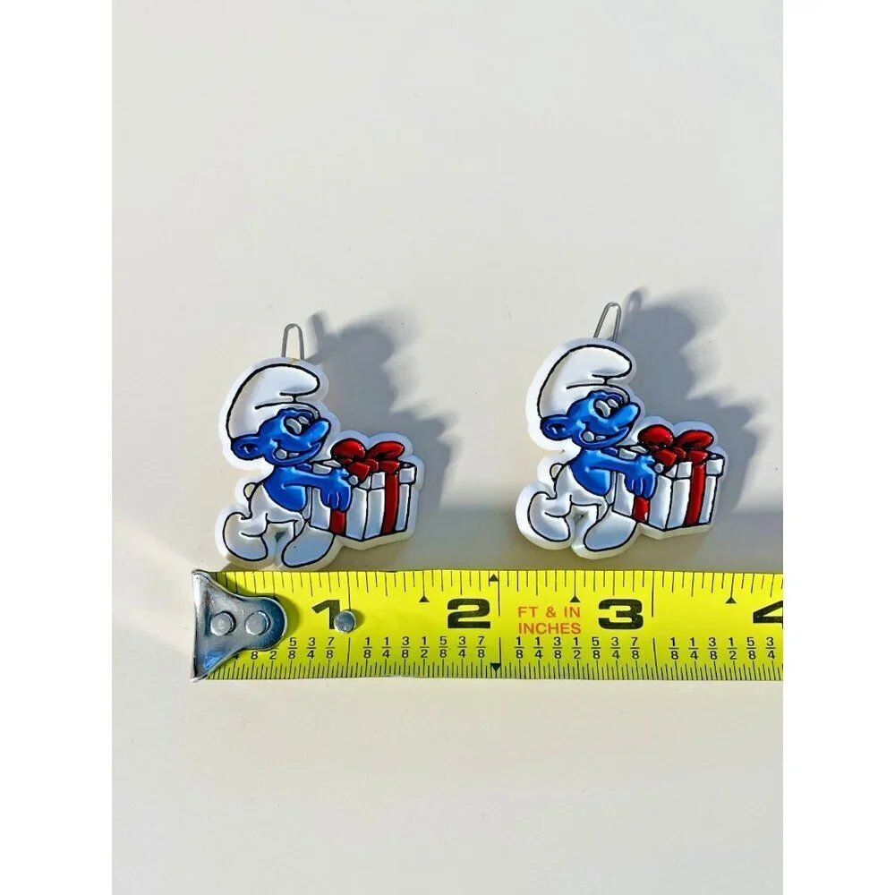 Vintage 80’s Smurf With Gift Box Plastic Hair Barrette Hair Pin Set of 2
